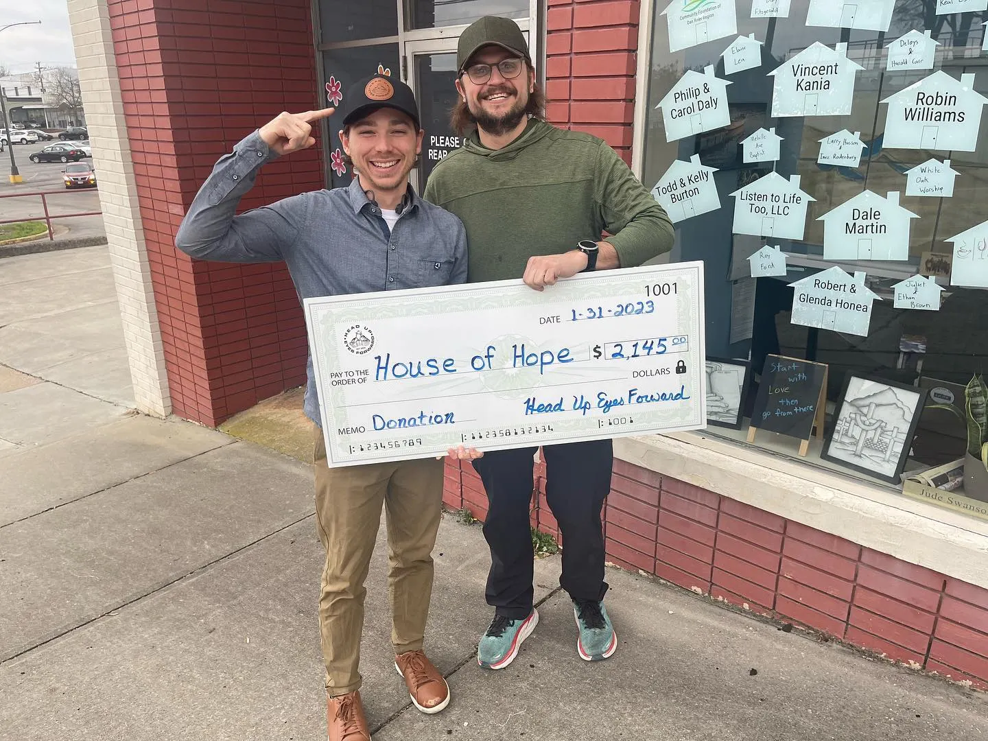 $2,145 donation to House of Hope