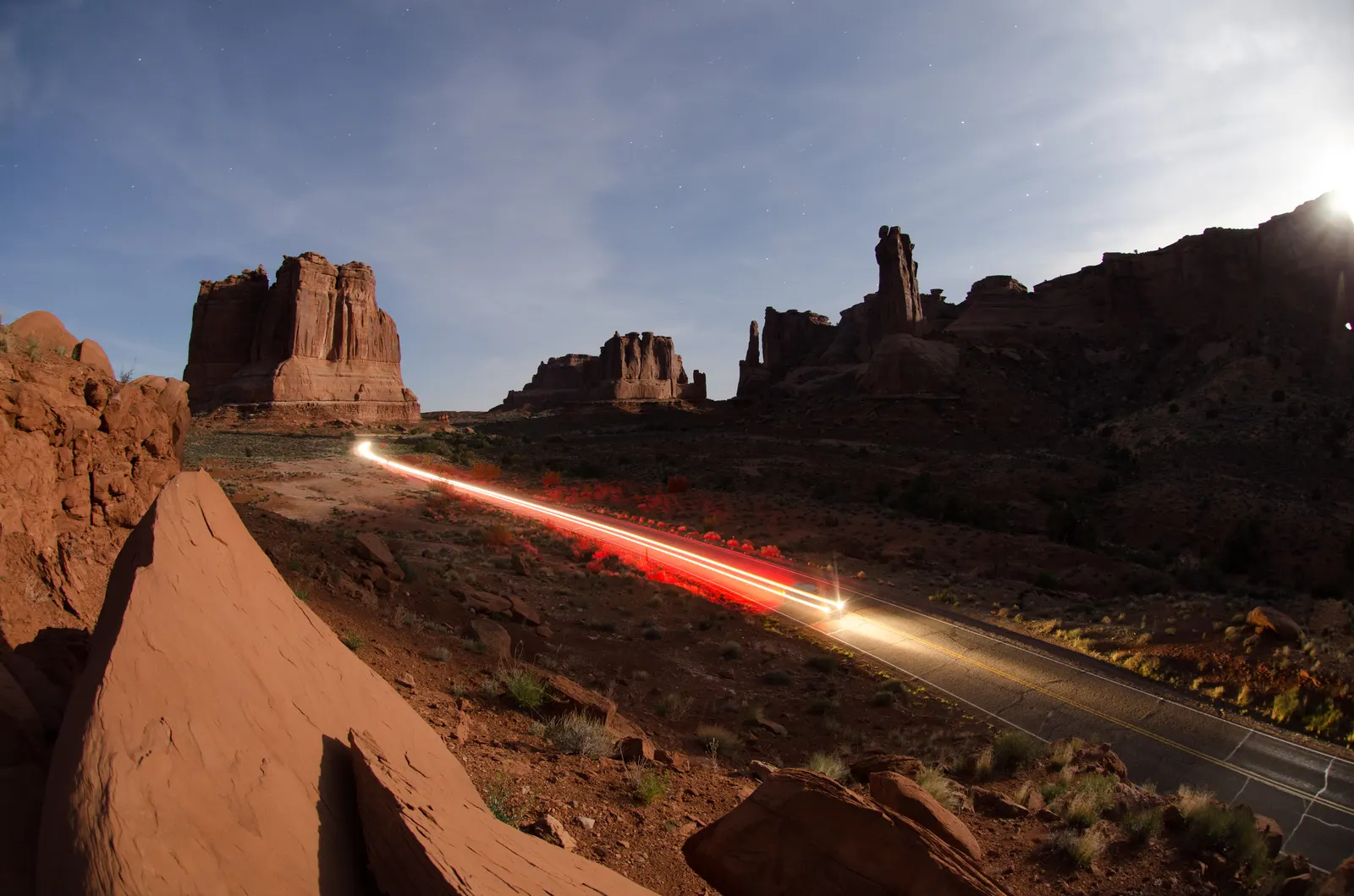 Desert road long exposure