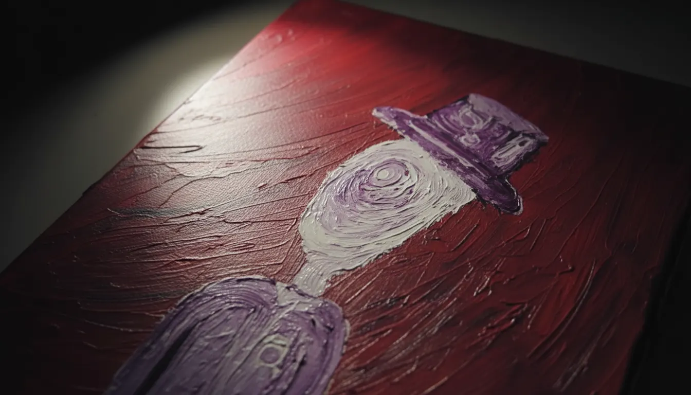 Ryan's original painting leaned against a brick wall